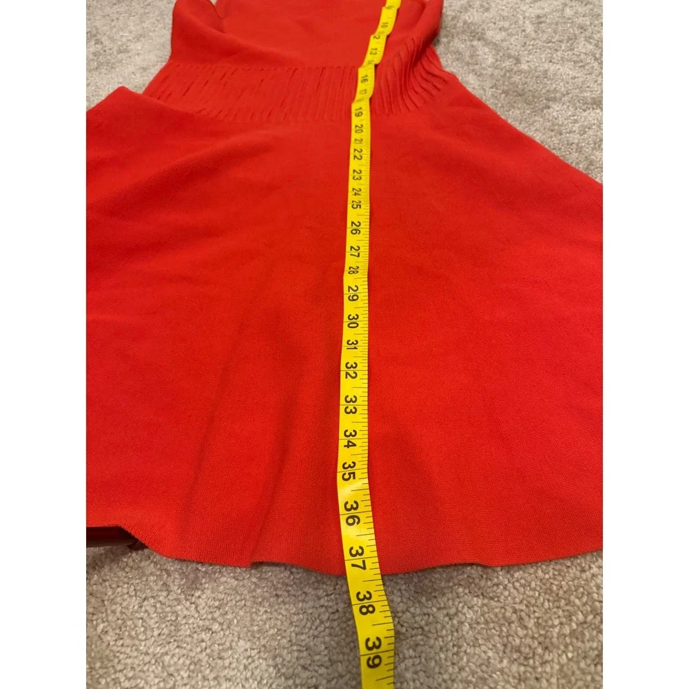 Milly Fit and Flare Dress Womens Medium Red Excellent‎ Ribbed Knit Sleeveless